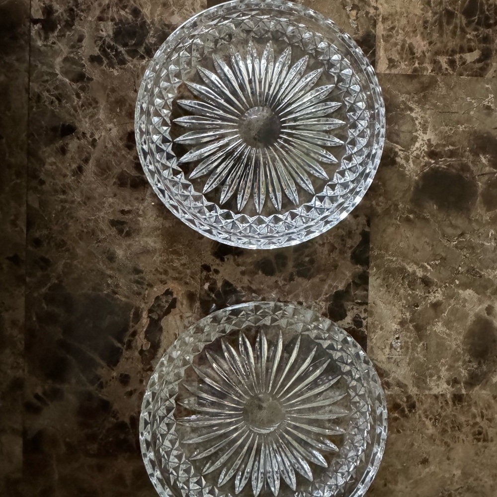 Elegant etched Waterford crystal coasters
